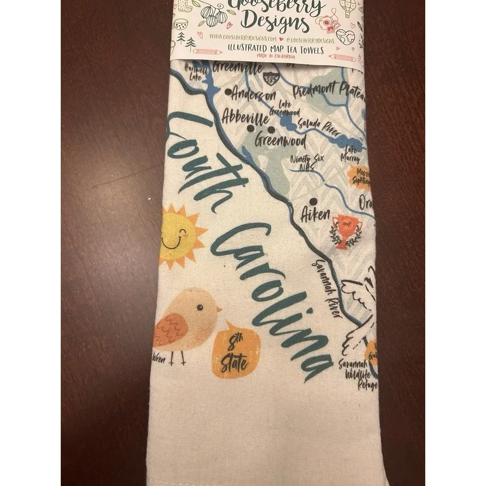 Gooseberry Designs 100% Cotton Tea Towel South Carolina‎